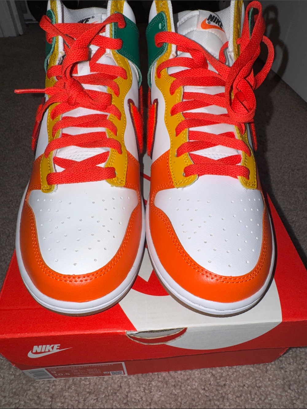 Nike Men’s Multicolor Low-Top Sneakers — White, Orange, Red, Yellow, Green